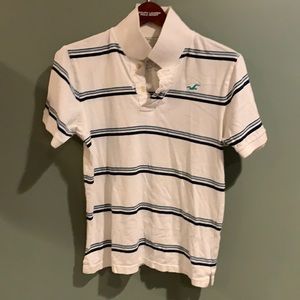 Hollister M medium Men California shortsleeved polo white blue stripes